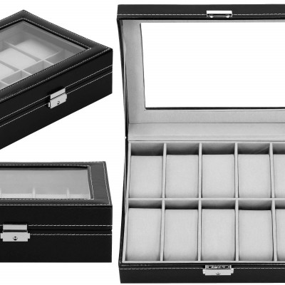 Škatuľka na hodinky SPRINGOS LEGEND 10 čierna/sivá