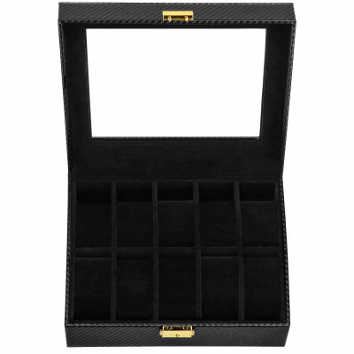 Škatuľka na hodinky SPRINGOS COBALT 10 čierna/čierna