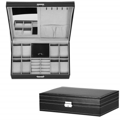 Škatuľka na hodinky a šperky SPRINGOS SUSSEX čierna/sivá