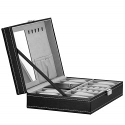 Škatuľka na hodinky a šperky SPRINGOS SUSSEX čierna/sivá