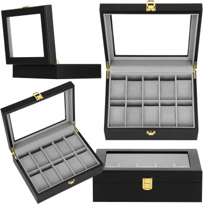 Škatuľka na hodinky SPRINGOS LEGEND 10 čierna/sivá