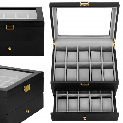 Škatuľka na hodinky SPRINGOS LOYAL 20 čierna/sivá