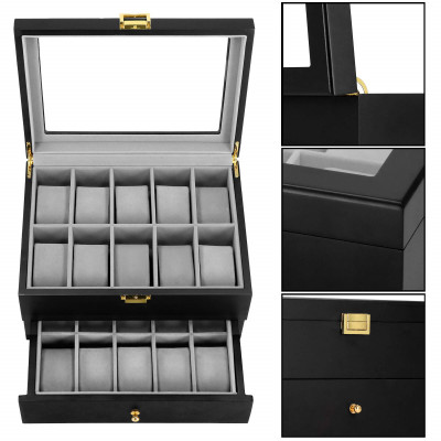 Škatuľka na hodinky SPRINGOS LOYAL 20 čierna/sivá