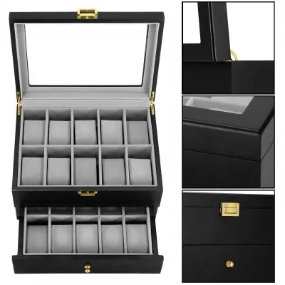 Škatuľka na hodinky SPRINGOS LOYAL 20 čierna/sivá