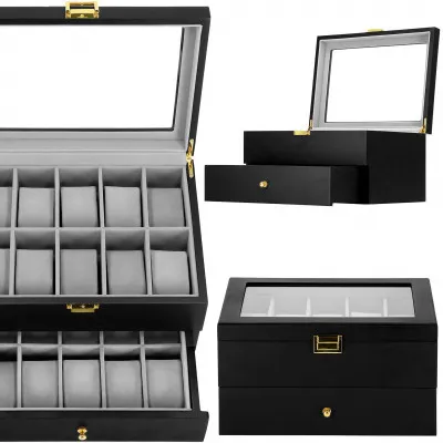 Škatuľka na hodinky SPRINGOS LOYAL 20 čierna/sivá