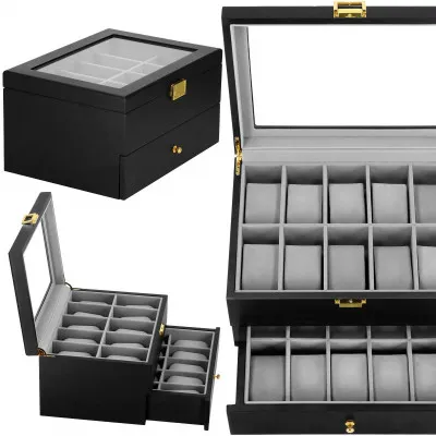 Škatuľka na hodinky SPRINGOS LOYAL 20 čierna/sivá