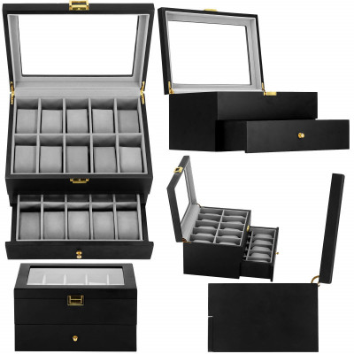 Škatuľka na hodinky SPRINGOS LOYAL 20 čierna/sivá