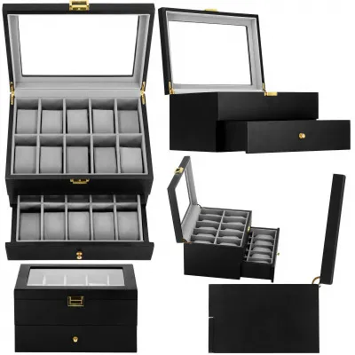 Škatuľka na hodinky SPRINGOS LOYAL 20 čierna/sivá