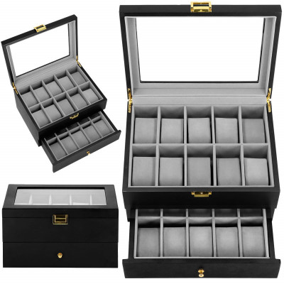 Škatuľka na hodinky SPRINGOS LOYAL 20 čierna/sivá