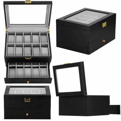 Škatuľka na hodinky SPRINGOS LOYAL 20 čierna/sivá