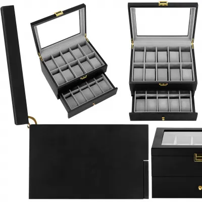 Škatuľka na hodinky SPRINGOS LOYAL 20 čierna/sivá