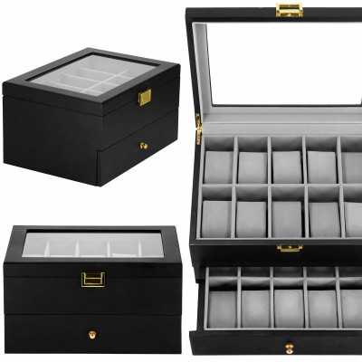 Škatuľka na hodinky SPRINGOS LOYAL 20 čierna/sivá