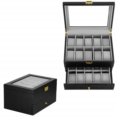 Škatuľka na hodinky SPRINGOS LOYAL 20 čierna/sivá