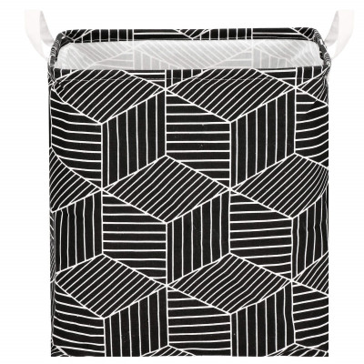 Úložný kôš 35l, čierno-biele tvary SPRINGOS HA0105