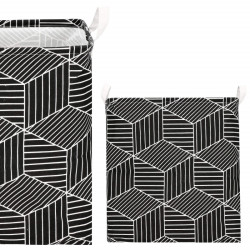 Úložný kôš 35l, čierno-biele tvary SPRINGOS HA0105