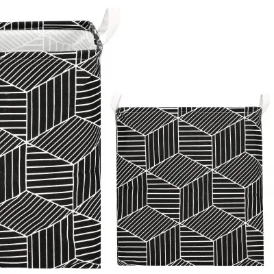 Úložný kôš 35l, čierno-biele tvary SPRINGOS HA0105