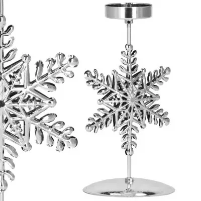 Vianočný svietnik s vločkou strieborný