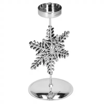 Vianočný svietnik s vločkou strieborný