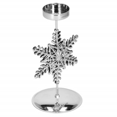 Vianočný svietnik s vločkou strieborný