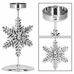 Vianočný svietnik s vločkou strieborný