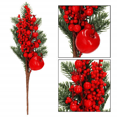 Vetvička s jarebinami a jabĺčkom 32 cm