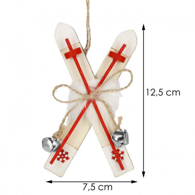 Vianočné ozdoby - Lyže s rolničkami, súprava 2ks