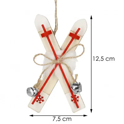 Vianočné ozdoby - Lyže s rolničkami, súprava 2ks