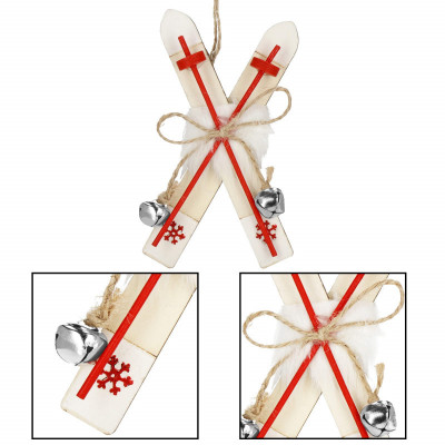 Vianočné ozdoby - Lyže s rolničkami, súprava 2ks