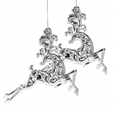 Vianočné ozdoby - Strieborný sob, súprava 2ks