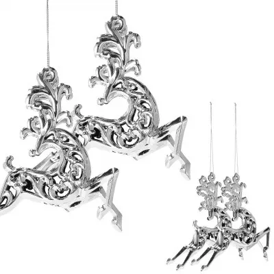 Vianočné ozdoby - Strieborný sob, súprava 2ks