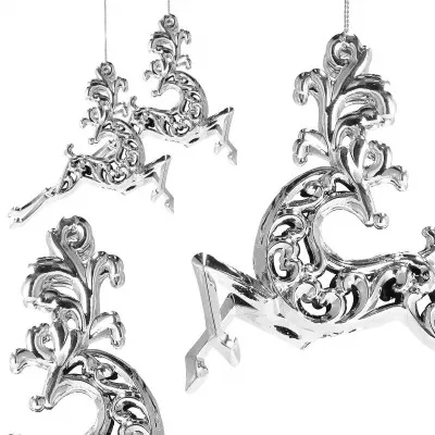 Vianočné ozdoby - Strieborný sob, súprava 2ks