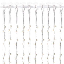 LED Nano svetelný záves - 2x2m, 200LED, 8 funkcií, ovládač, USB, IP44, teplá biela