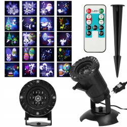 Laserový projektor 20 motívov, ovládač, časovač, IP44