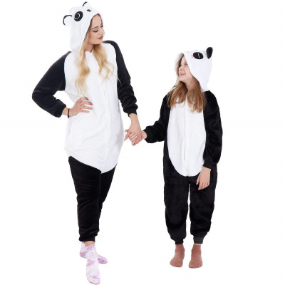 Pyžamo Kigurumi Panda čierno-biele, veľ. 125-140 cm SPRINGOS