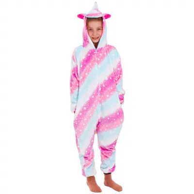 Pyžamo Kigurumi Jednorožec ružovo-biele, veľ. 130-140 cm SPRINGOS