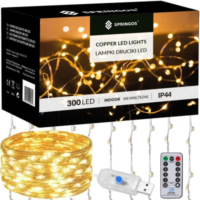 LED Nano svetelný záves - 3x3m, 300LED, 8 funkcií, ovládač, USB, IP44, teplá biela
