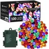 LED svetelná reťaz - 10m, 100LED, 8 funkcií, 3xAA, IP44, multicolor