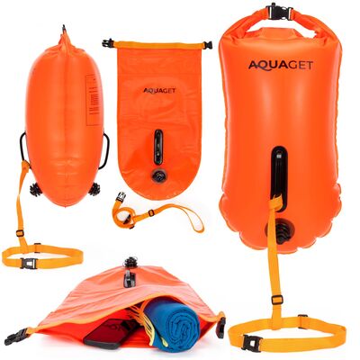 Plavecká bójka 15 l so suchým vreckom AQUAGET AQ0036 oranžová