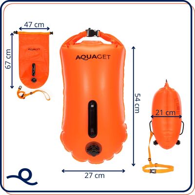 Plavecká bójka 15 l so suchým vreckom AQUAGET AQ0036 oranžová