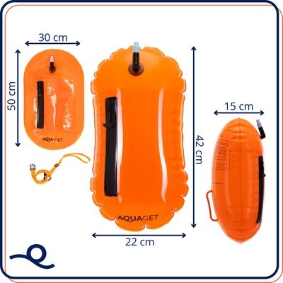 Plavecká bójka 20 l so suchým vreckom AQUAGET AQ0038 oranžová