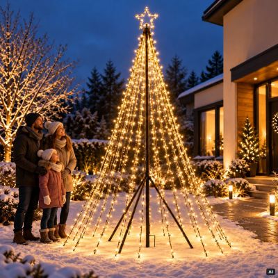 Svietiaci vianočný stromček 4 m 450 LED IP44 SPRINGOS CL4167 teplá biela