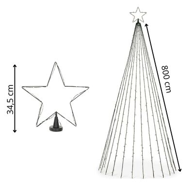 Svietiaci vianočný stromček 8 m 480 LED IP44 SPRINGOS CL4166 teplá biela
