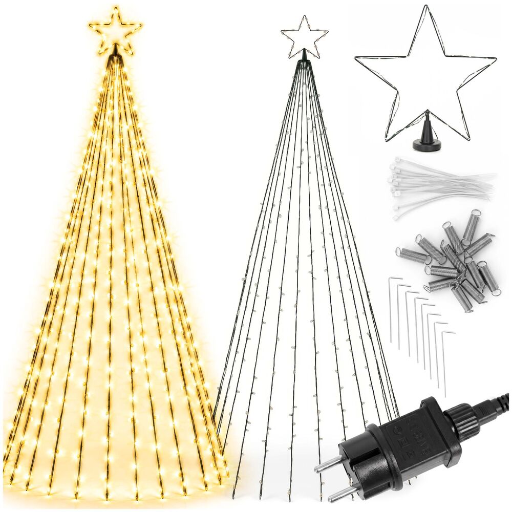 Svietiaci vianočný stromček 8 m 480 LED IP44 SPRINGOS CL4166 teplá biela
