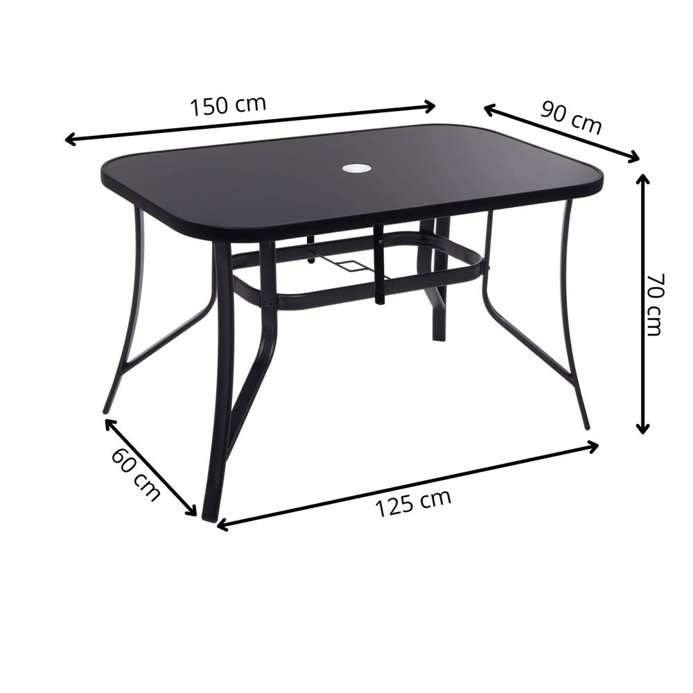 Záhradný stôl 150x90 cm SPRINGOS TOSCANA BLACK čierny