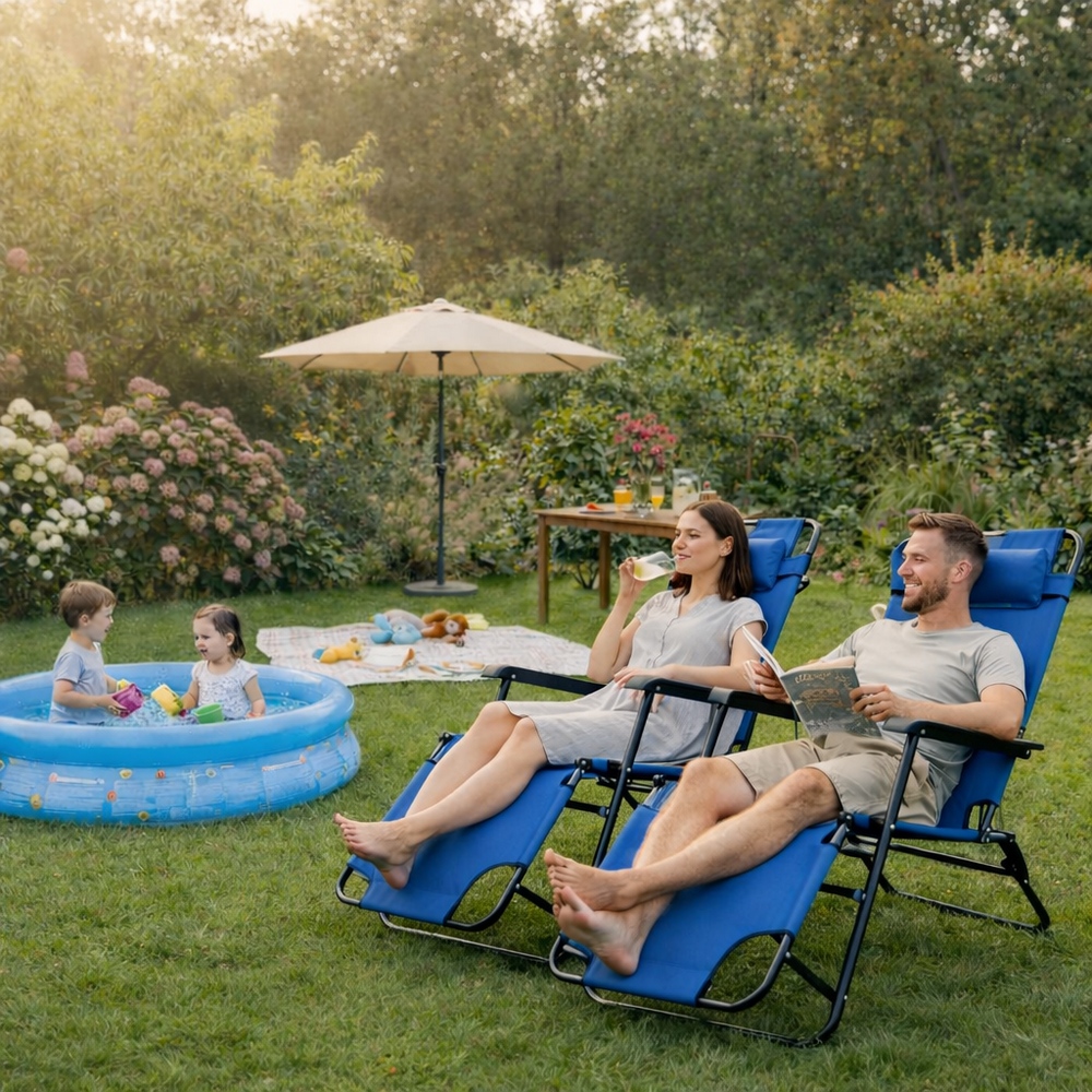 Záhradné polohovacie kreslo SPRINGOS RELAX tmavo šedé