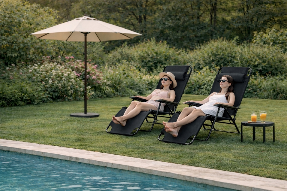 Záhradné polohovacie kreslo SPRINGOS RELAX tmavo šedé