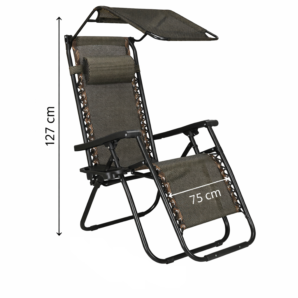 Záhradné polohovacie kreslo SPRINGOS ZERO GRAVITY hnedé