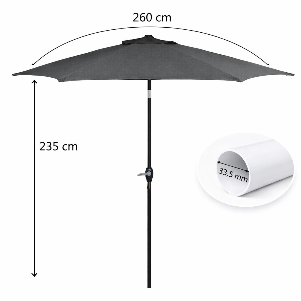 Záhradný slnečník 250 cm, tmavo šedý SPRINGOS SUNNY GU0021