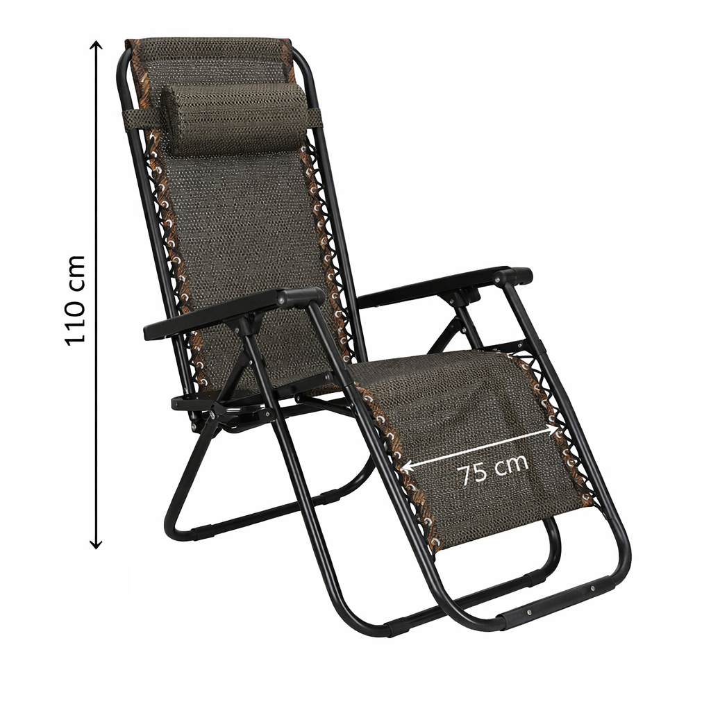 Záhradné polohovacie kreslo SPRINGOS ZERO GRAVITY hnedé