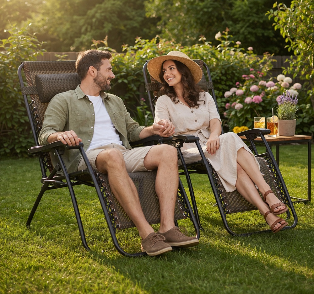 Záhradné polohovacie kreslo SPRINGOS ZERO GRAVITY hnedé